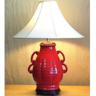 Red Double handled Urn Ceramic Table Lamp