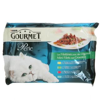 Pâtée pour chat Gourmet Perle   4 sachets de 85 grammes   Filettines