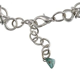 Silvertone Carnelian and Green Agate Link Bracelet