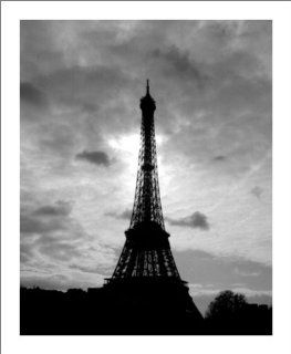 Eiffel Tower Silhouette, Paris Black and White Photography