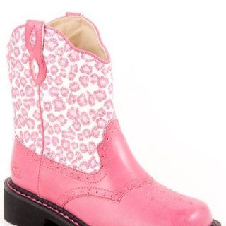 Girls Pink Glitter Leopard Print Cowboy Boots