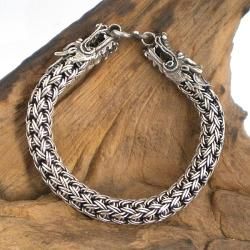 Double Dragon Silver Braided Bracelet (Thailand)
