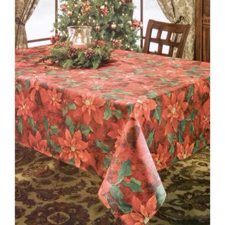 Poinsettia Elegance Printed Tablecloth
