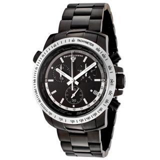 Swiss Legend Mens World Timer Black Ion Plated Chronograph Watch