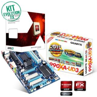 Kit Evo AMD Pearl   Contient : Gigabyte 990XA UD3 + AMD FX 6200 Black