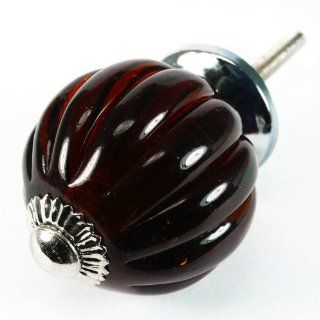 Dark Amber Pumpkin Glass Cabinet Knobs, Drawer Pulls & Handle Set/8pc