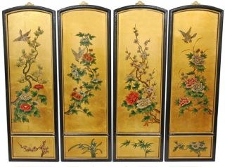 Golden Birds and Flowers Wall Plaques (China)