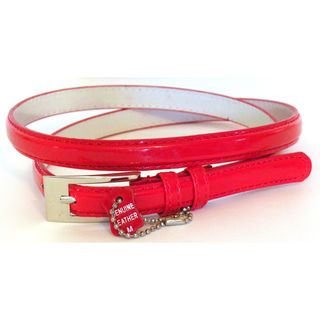 Womens Red Patent Leather Skinny Belt