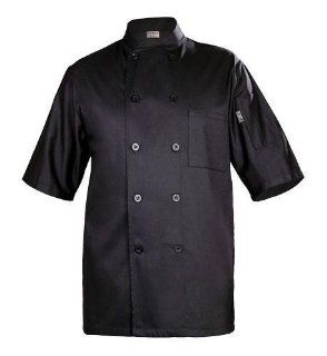 Chef Works BLSS Chambery Short Sleeve Basic Chef Coat, Black, 2X Large