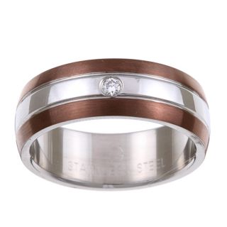 Stainless Steel and Ion plated Brown Mens Diamond Accent Band Today
