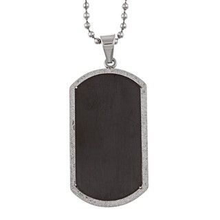 Stainless Steel Mens Diamond cut Dog Tag Necklace