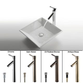 Kraus White Square Ceramic Sink and Unicus Faucet MSRP $690.00 Today