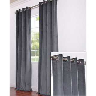 Grommet Charcoal Grey Velvet 96 inch Curtain Panel