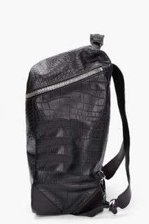 Alexander Wang Black Croc Embossed Leather Wallie Backpack for men
