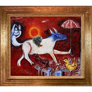 Marc Chagall The Cow with Parasol Framed Canvas Art