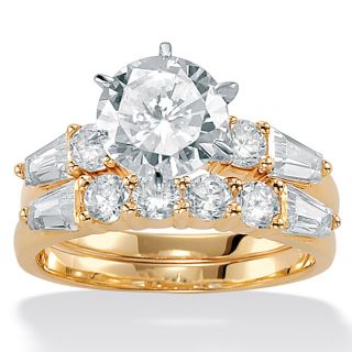 Ultimate CZ 10k Gold Cubic Zirconia Bridal Inspired Ring Set