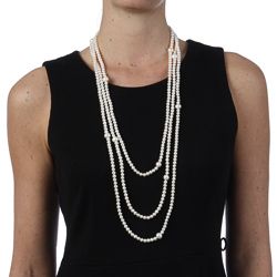 Miadora White FW Pearl 100 inch Endless Necklace (5 10 mm)