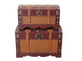 Boston Wood Trunk and Wooden Treasure Chest