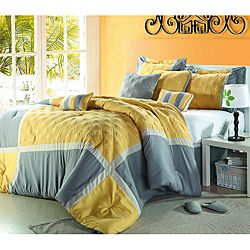 Yellow/ Grey Oversized 8 piece Comforter Set