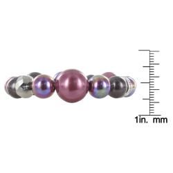 Roman Purple and Grey Faux Pearl Faceted Stretch Bracelet