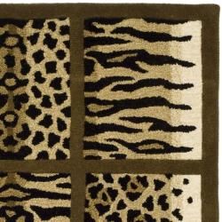 Handmade Soho Jungle Print Beige New Zealand Wool Rug (83 x 11