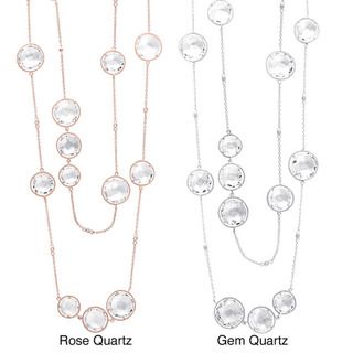Collette Z Clear Crystal Quartz Round Station 32 inch Necklace