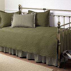 Trellis Aloe 5 piece Cotton Daybed Set with Intricate Stitching Detail
