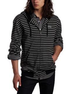 C1RCA Mens Baker Zip Fleece Sweatshirt, Black, X Large