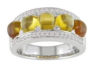 14k Gold Cabochon Citrine 1/4ct TDW Diamond Ring