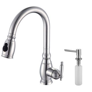 Kraus Solid Stainless Steel Pullout Kitchen Faucet and Soap Dispenser