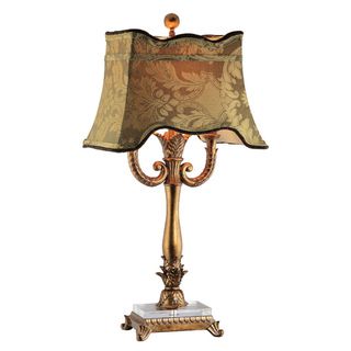 Twin Lamp Poly with Gold Scallop Printed Shade