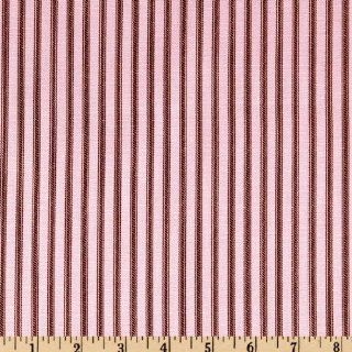 54 Wide Ticking Stripe Pink/Chocolate Brown Fabric By
