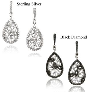 DB Designs Sterling Silver Diamond Accent Teardrop Leaf Dangle