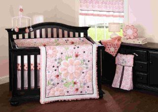 Beansprout Camille 6 Piece Crib Set, Pink/White Baby