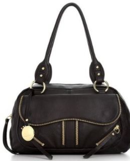 Franco Sarto Ziggy Satchel Black Leather Handbag: Clothing
