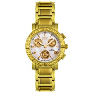Invicta Womens Goldplated White Diamond Chronograph Watch