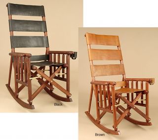 Handcrafted Leather/Wood Rocking Chair (Costa Rica)