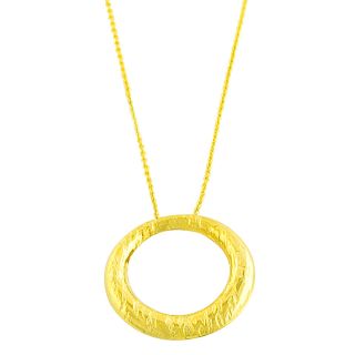 14k Yellow Gold Puffed Circle of Life Necklace