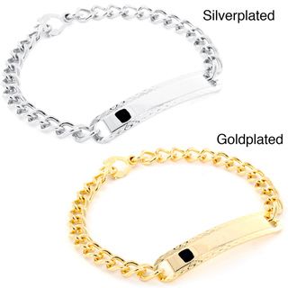 Goldplated or Silverplated Mens Small Hatched ID Bracelet