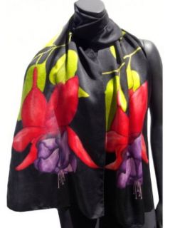ArtisanStreets Fuchsia Hand Painted Silk Scarf Clothing