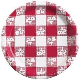 Red Gingham 7 inch Paper Plates 8 Per Pack Health