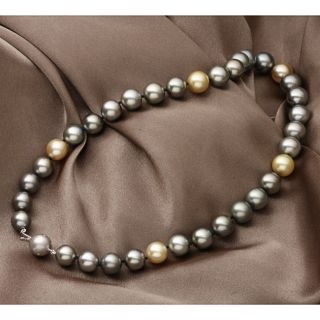Miadora 14k Gold Tahitian Pearl and Diamond Necklace (11 12 mm) MSRP