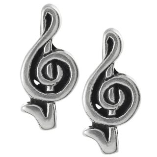 Tressa Sterling silver Treble Clef Stud Earrings with Butterfly Clasp