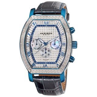 Akribos XXIV Mens Multifunction Diamond Tonneau Swiss Quartz Watch