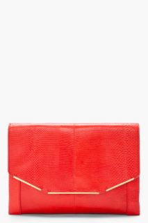 Lanvin Red Snakeskin Envelope Clutch for women
