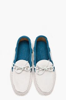 Quoddy Pale Grey Hand stitched Deck Moccasins for men