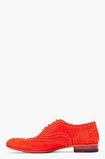 Ps Paul Smith Red Dip Dyed Suede Wingtip Miller Brogues for men