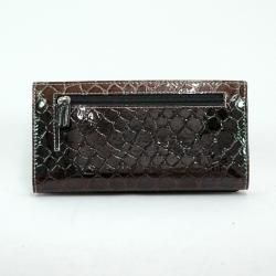 Dasein Faux Leather Embossed Snake Skin Checkbook Wallet