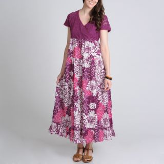 La Cera Womens Purple Lace and Floral Two tone Maxi Dress Today $49