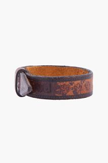 Dsquared2 Brown Distressed Leather Armlet for men
